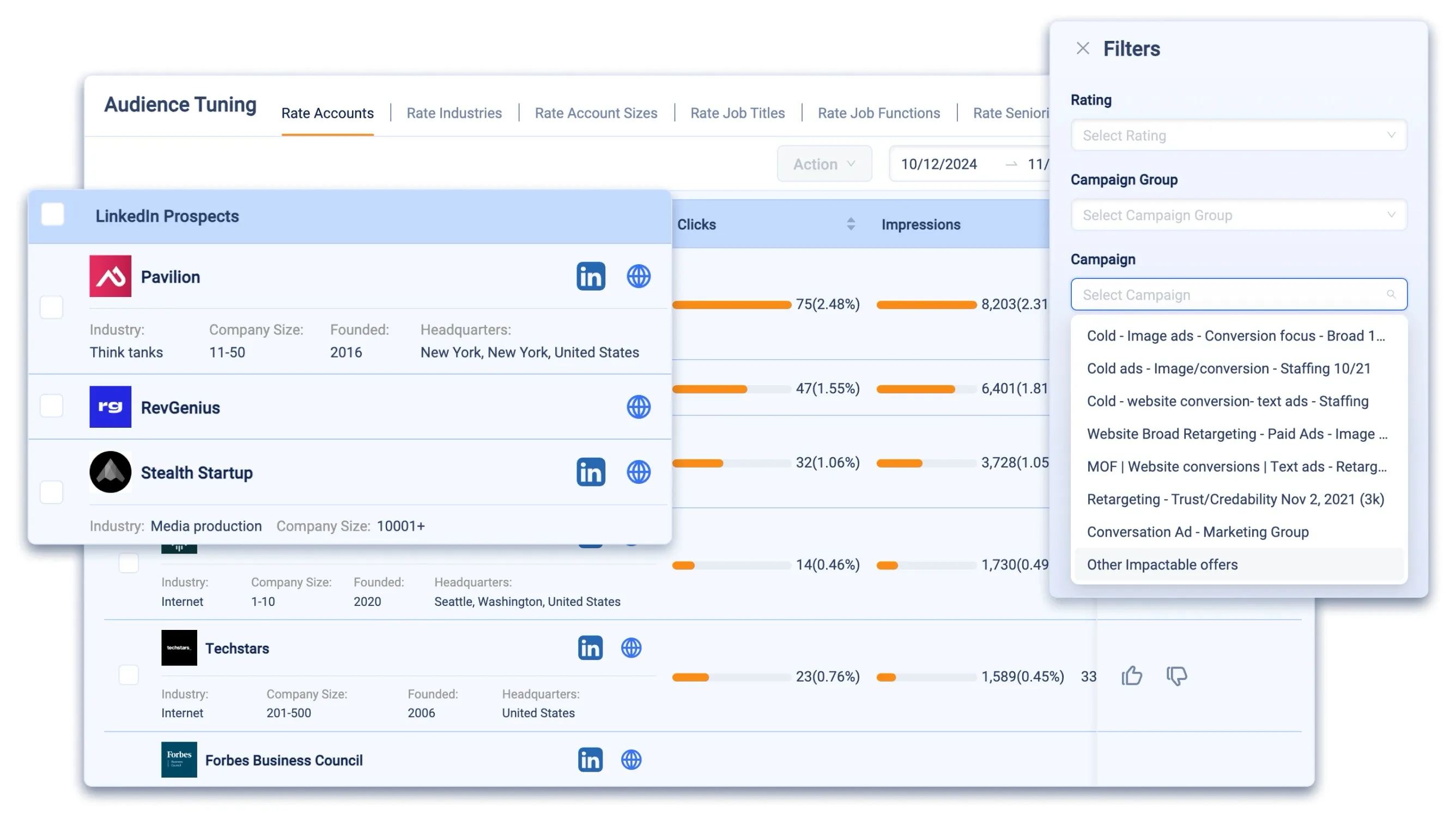 DemandSense audience tuning dashboard