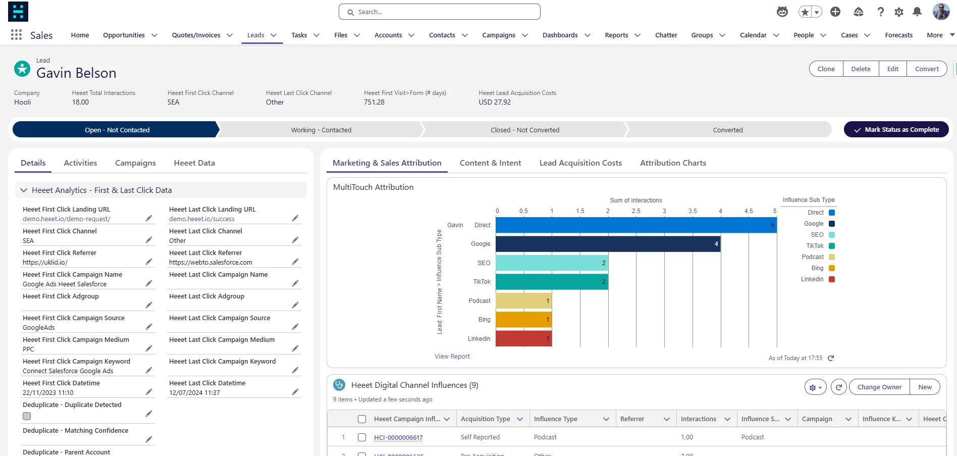 Heeet writing paid ad attribution data directly onto native HubSpot and Salesforce objects